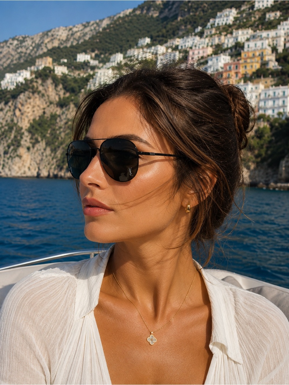 Yves Saint Laurent Black Aviator Sunglasses